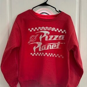 Disney Vibrant Red Pizza Planet Women’s Small Crewneck